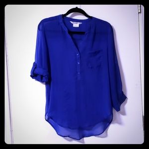 Ladies sheer blue blouse